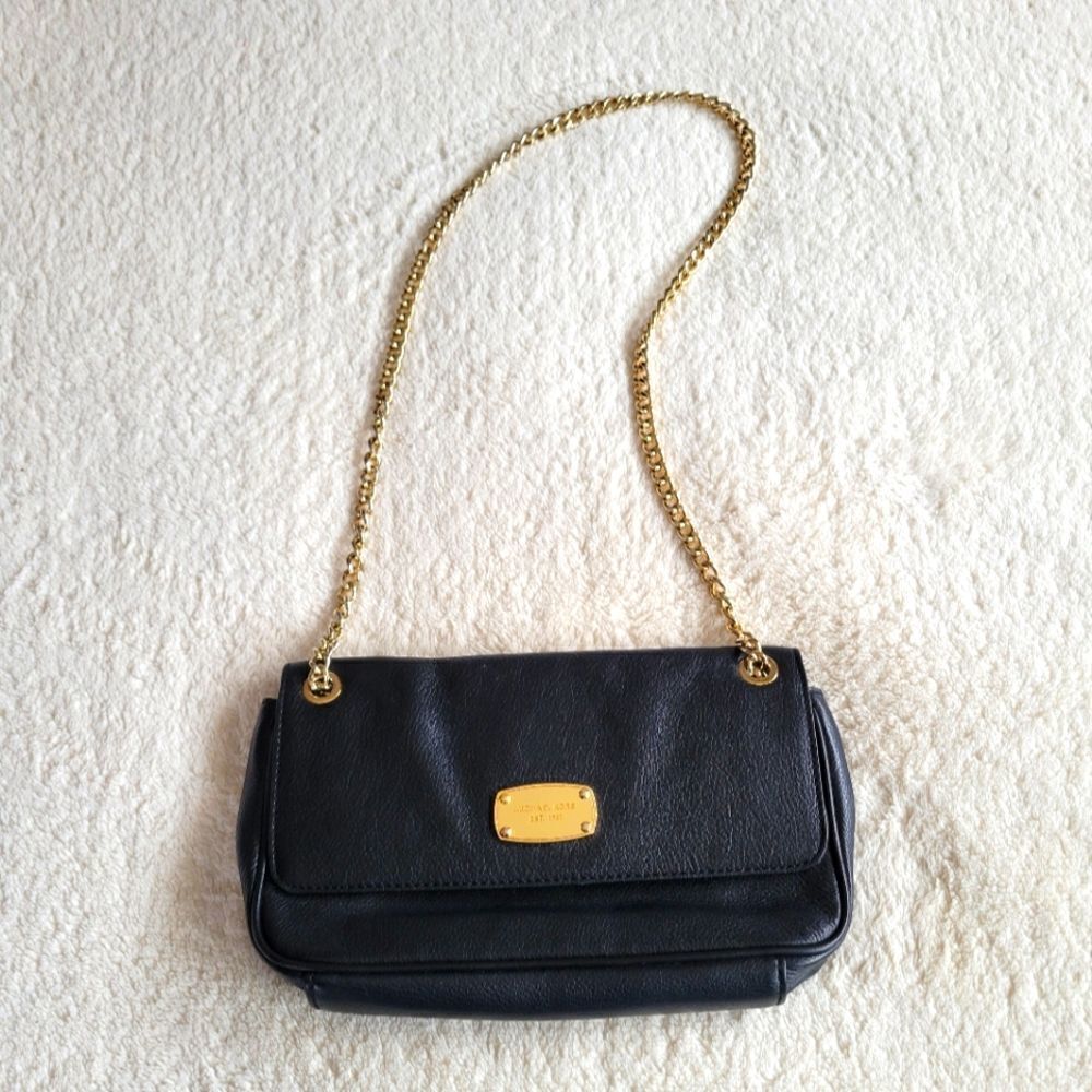 MICHAEL KORS JET SET CHAIN SHOULDER FLAP LEATHER BAG